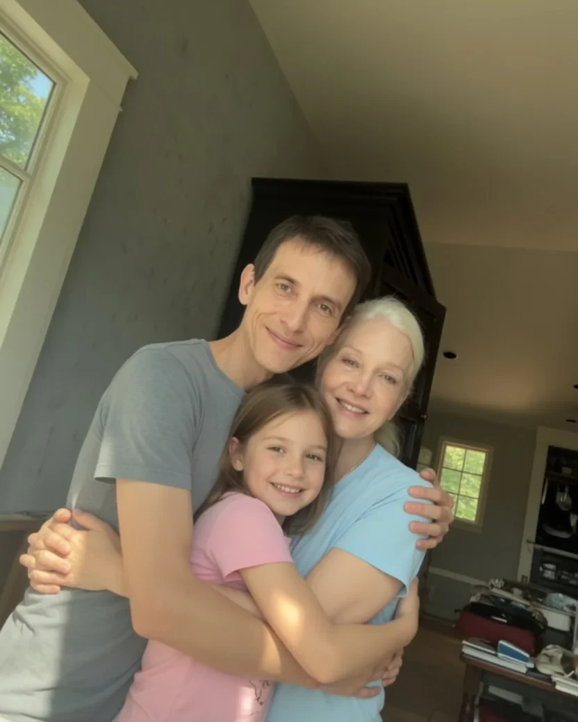 João com a esposa e a filha Manuela antes do acidente